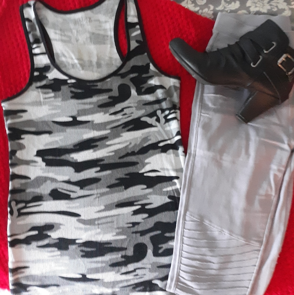 Black and grey camo tank top